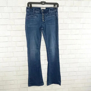 Free People Medium Wash Button Fly Medium Rise Flare Jeans Women's Waist Size 25